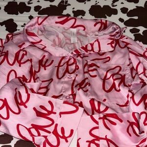 Auden Pink and Red Script Pajama Set
